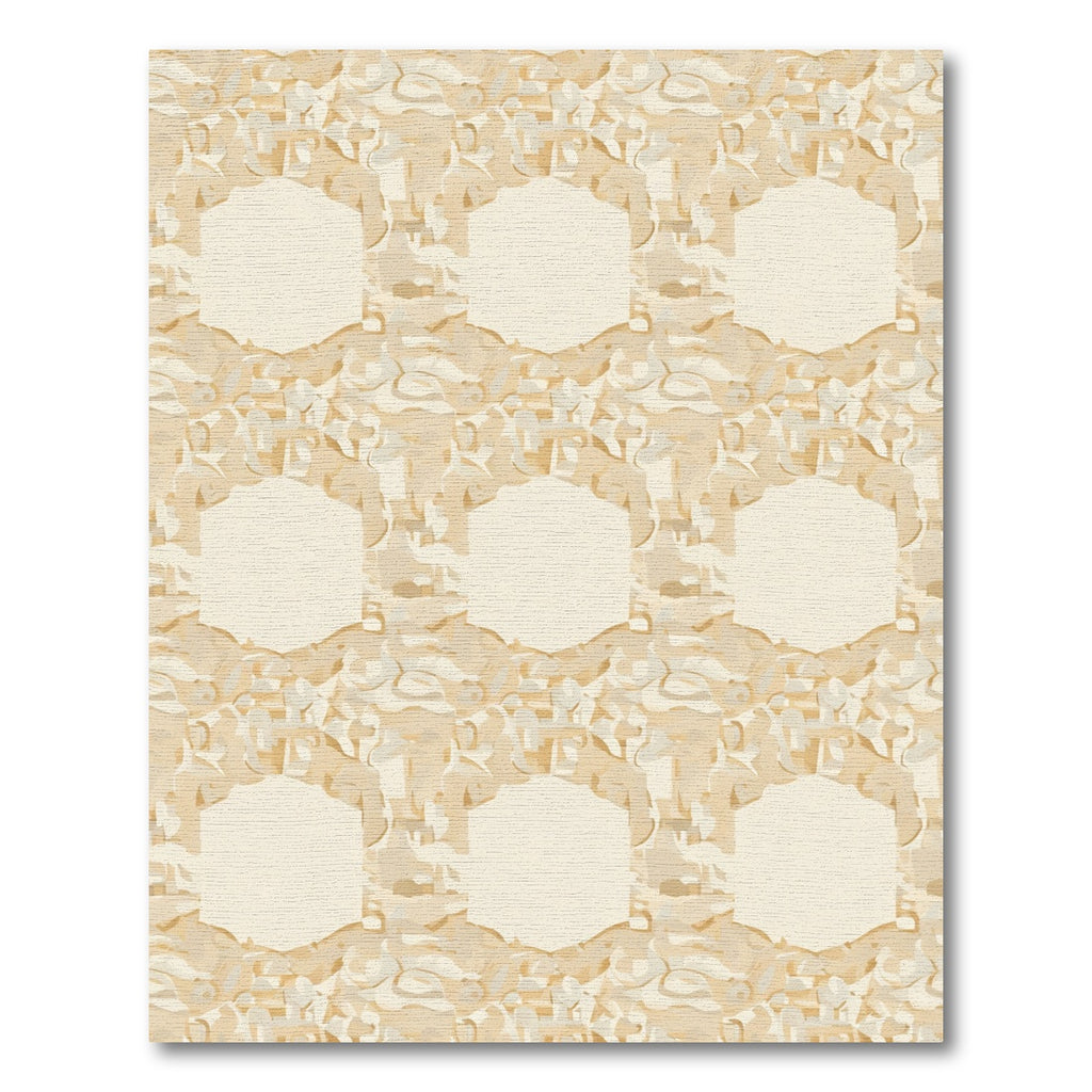 Earthy Neutral Hexagon Mosaic Rug