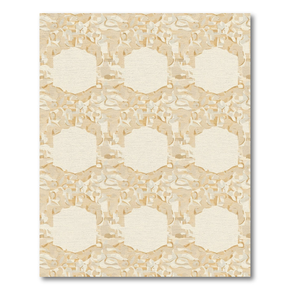 Earthy Neutral Hexagon Mosaic Rug