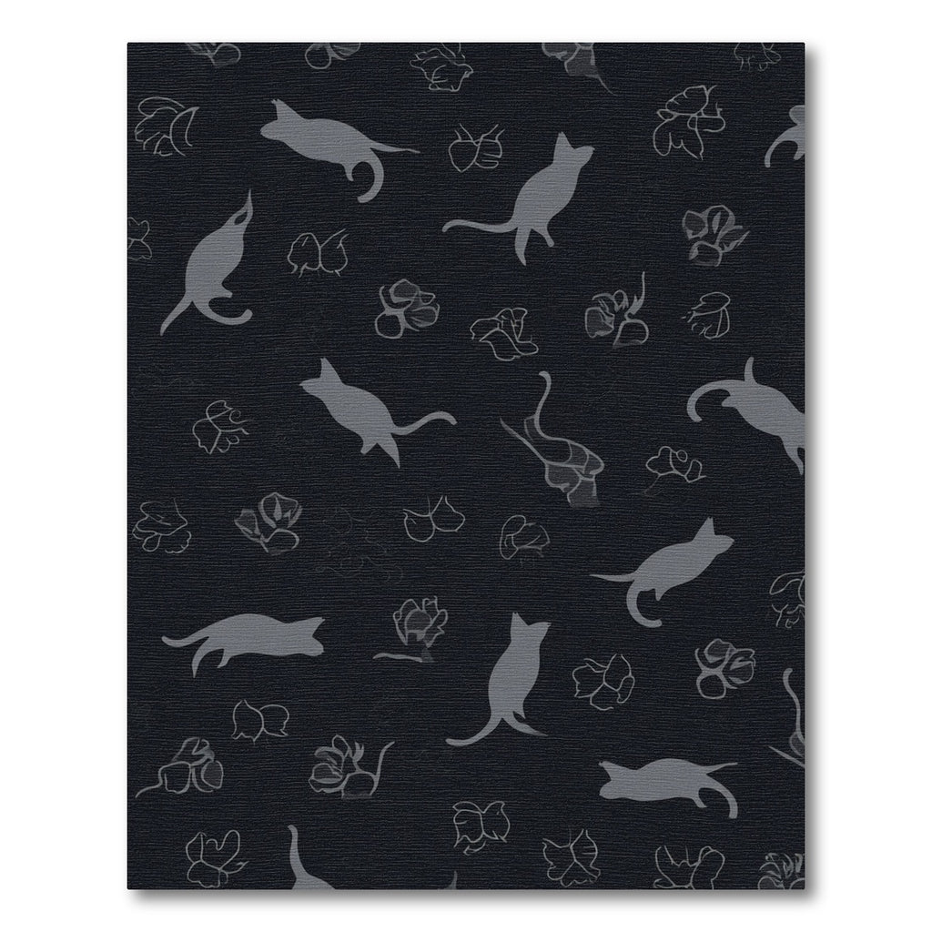 Gray Silhouette Cat Floral Collection Rug