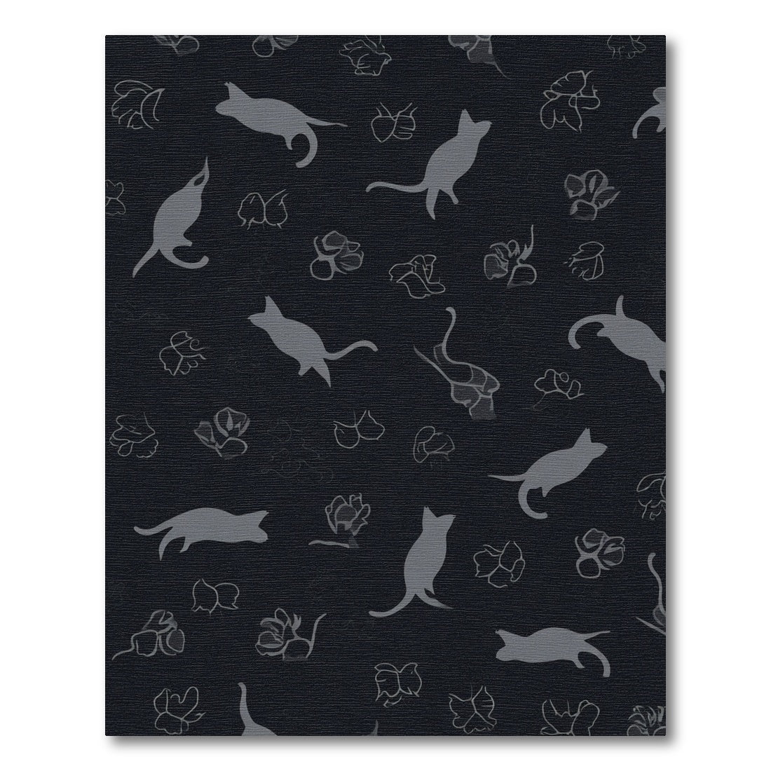 Gray Silhouette Cat Floral Collection Rug