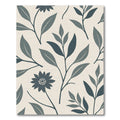 Delicate Teal Floral Leaf Arrangement Rug