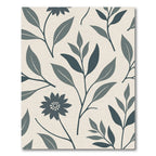 Delicate Teal Floral Leaf Arrangement Rug