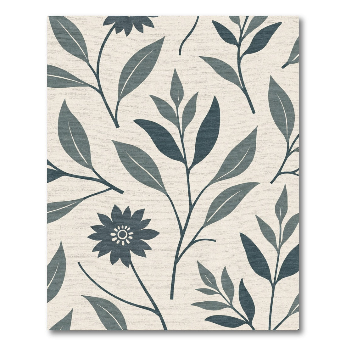 Delicate Teal Floral Leaf Arrangement Rug