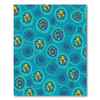 Turquoise Blue Yellow Floral Circles Rug