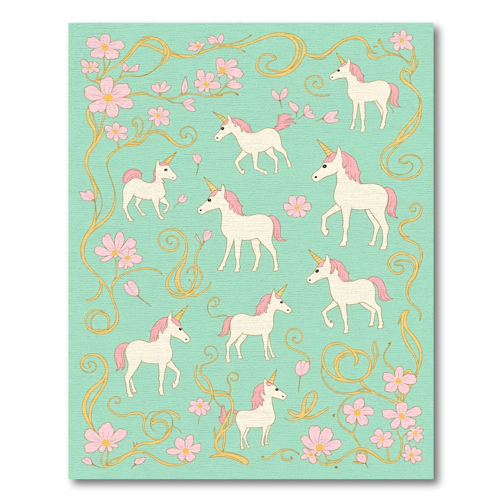Pastel Unicorn floral Swirls Rug
