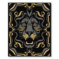 Ferocious Black Golden Lion Face Rug