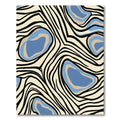 Cream Abstract Blue Organic Forms Rug
