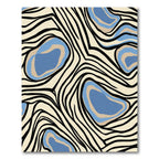 Cream Abstract Blue Organic Forms Rug