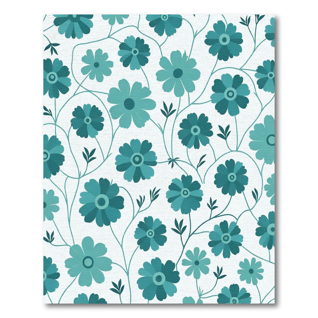 Teal Floral Vine Garden Rug