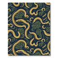 Yellow Snake Green Abstract Navy Rug