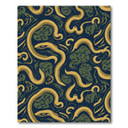 Yellow Snake Green Abstract Navy Rug