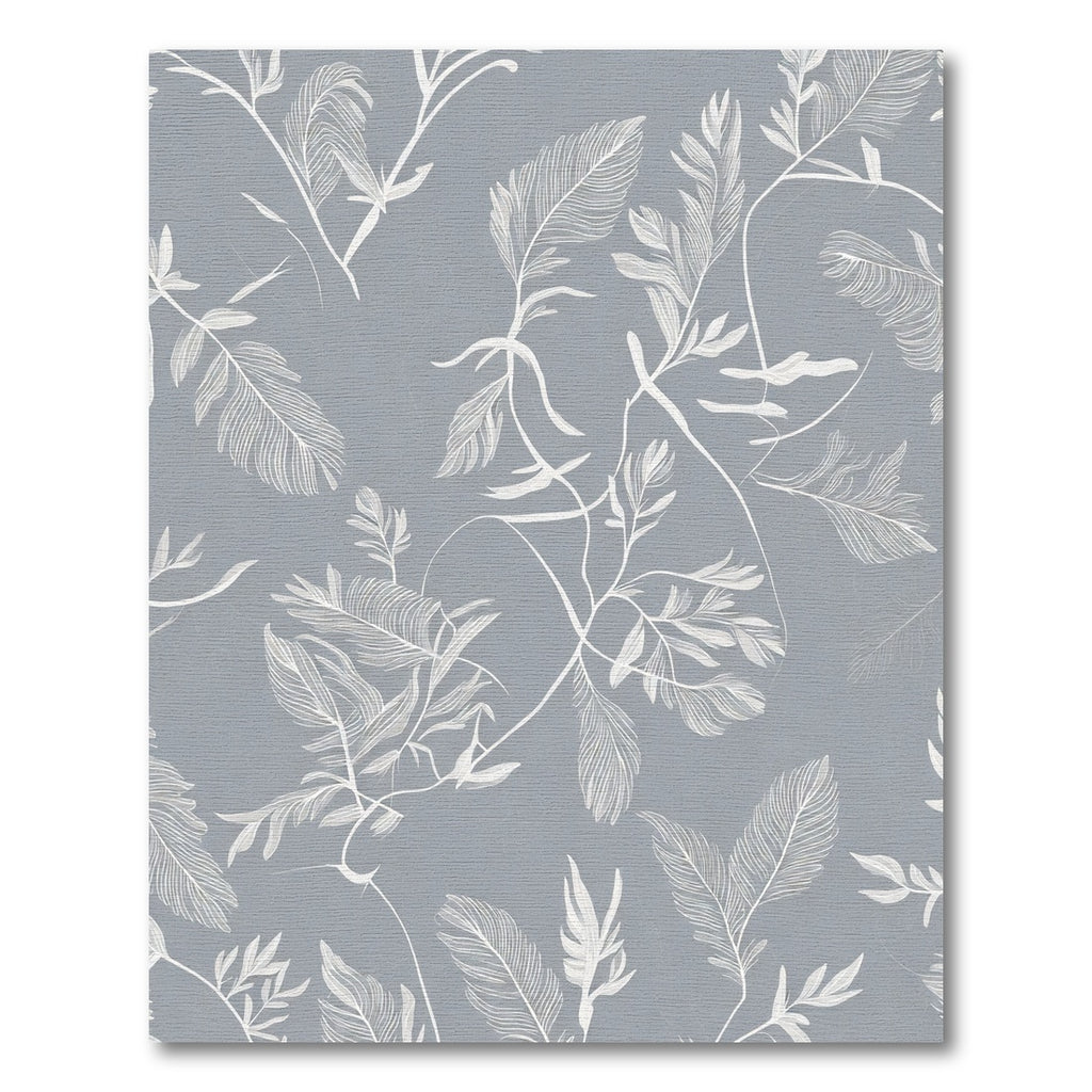 Soft White Tropical Foliage Gray Rug