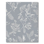 Soft White Tropical Foliage Gray Rug