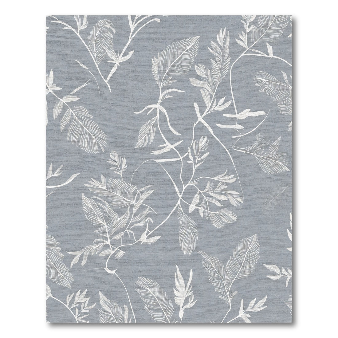 Soft White Tropical Foliage Gray Rug