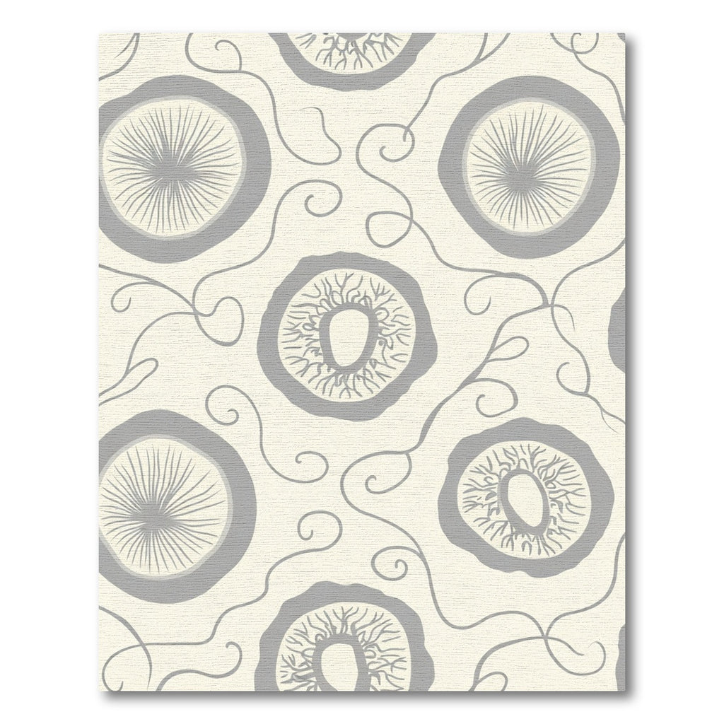 Gray Floral Vine Round Medallion Rug