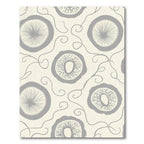 Gray Floral Vine Round Medallion Rug