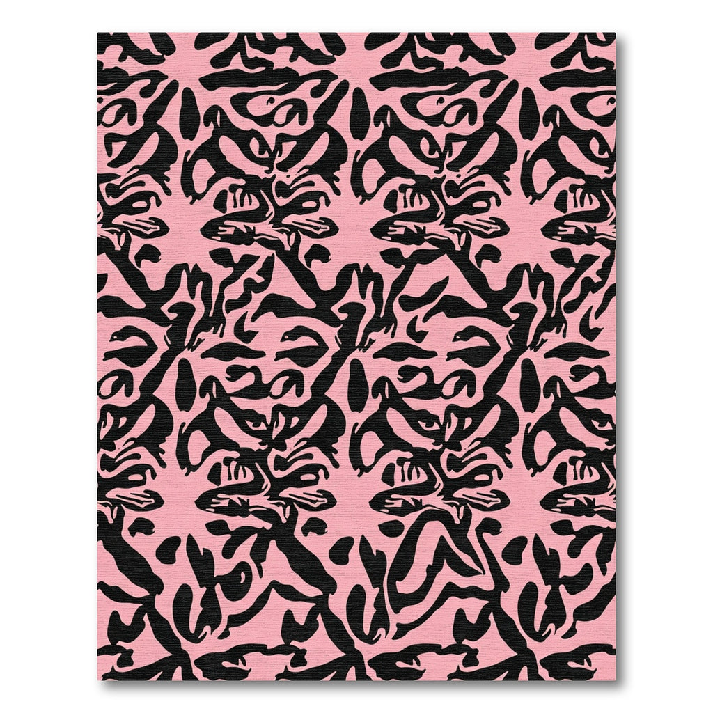 Bold Pink Black Abstract Organic Flow Rug