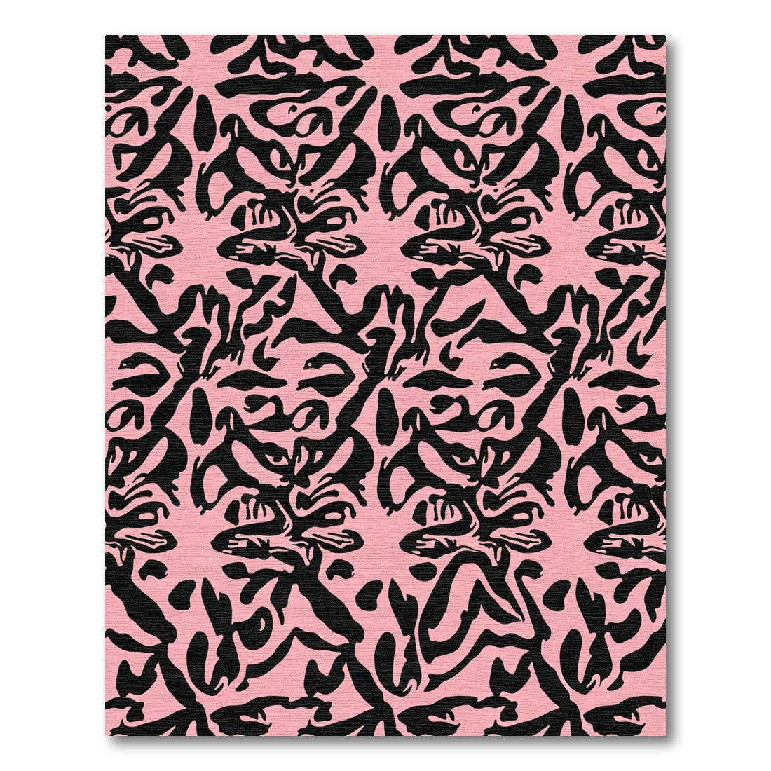 Bold Pink Black Abstract Organic Flow Rug