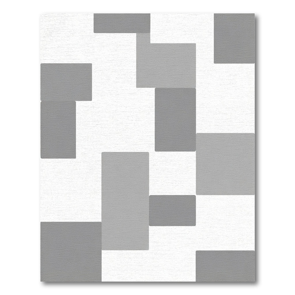 Gray Abstract Rectangles Overlay Rug