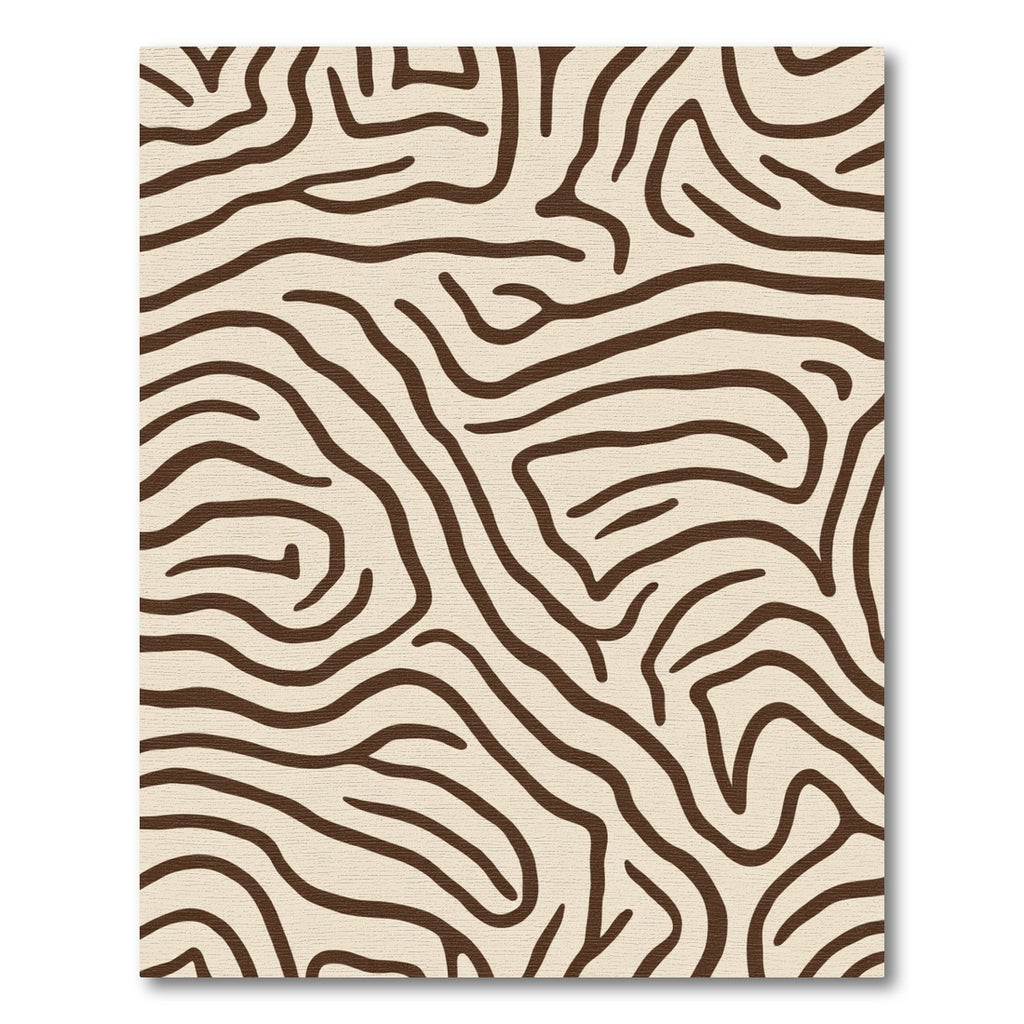 Cream Brown Abstract Organic Stripes Rug