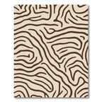 Cream Brown Abstract Organic Stripes Rug