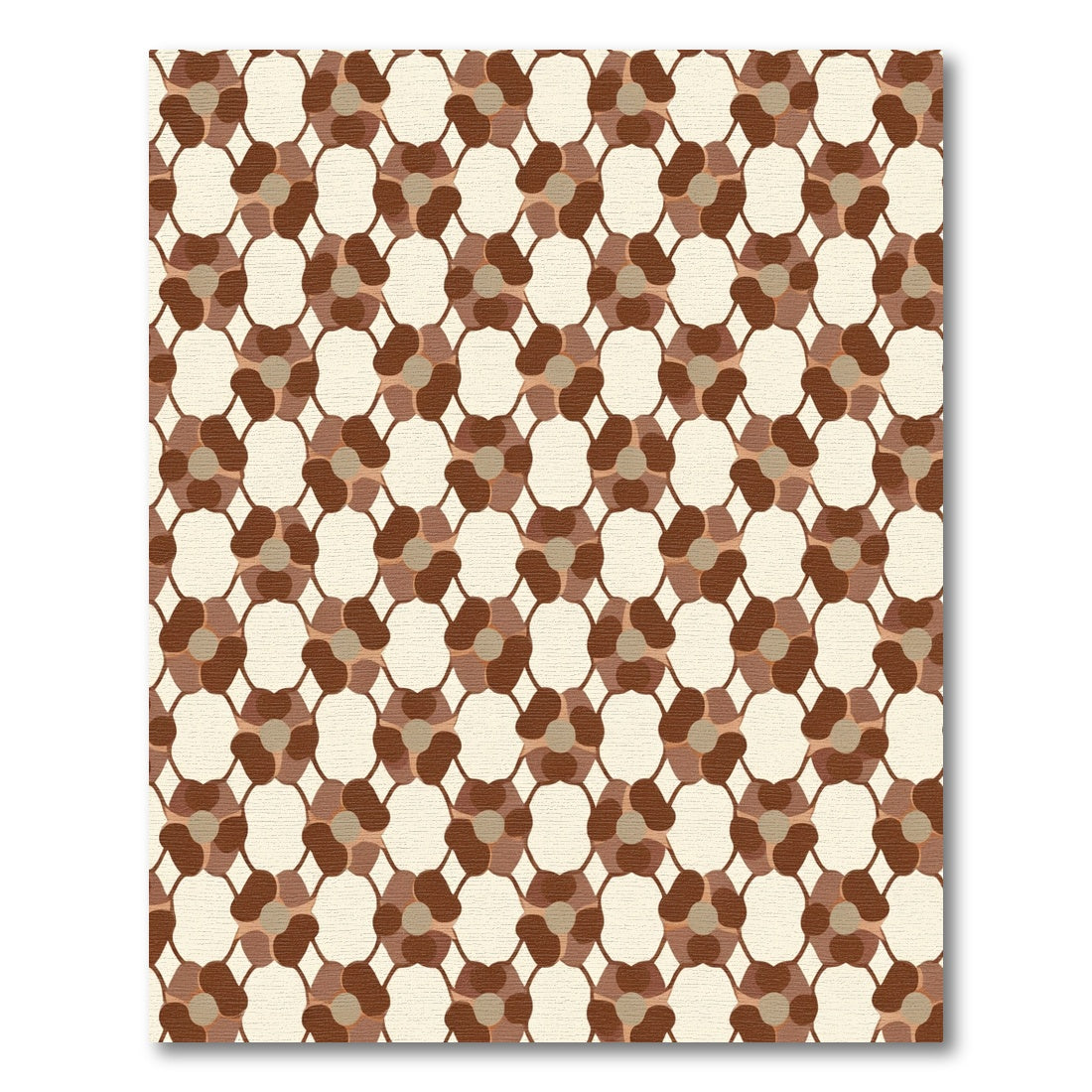 Brown Beige Floral Lattice Rug