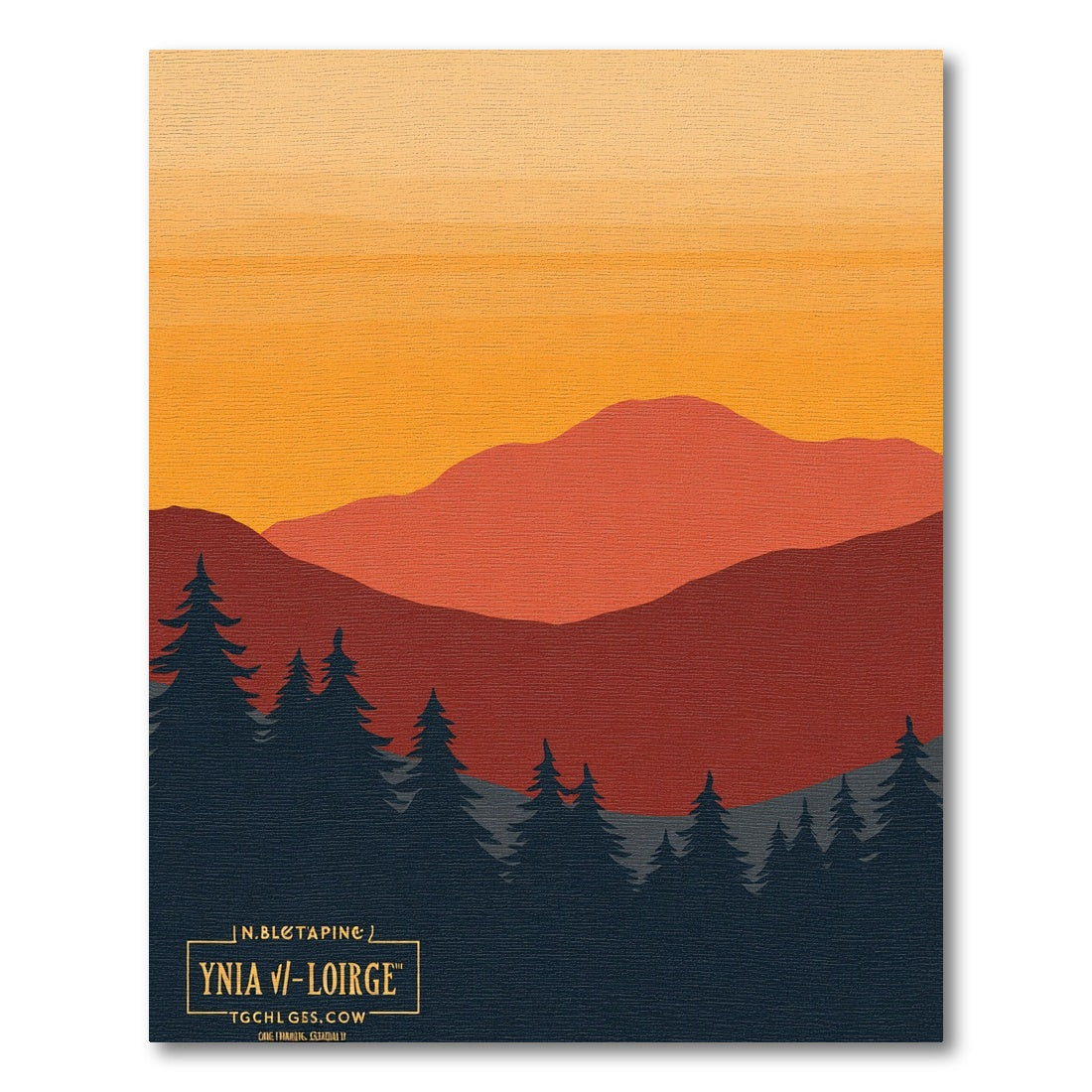 Deep Forest Sunset Layered Mountain Rug