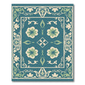Teal and Cream Floral Medallion Rug