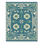 Teal and Cream Floral Medallion Rug