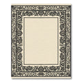 Black Baroque Floral Scroll Border Rug