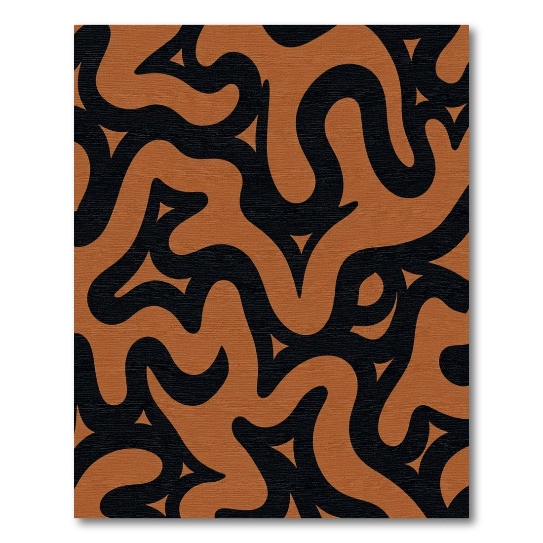 Terra Cotta Black Swirl Abstract Rug