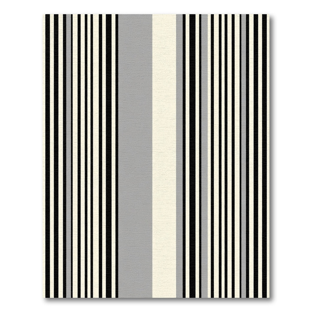 Modern Black Cream Gray Stripe Rug