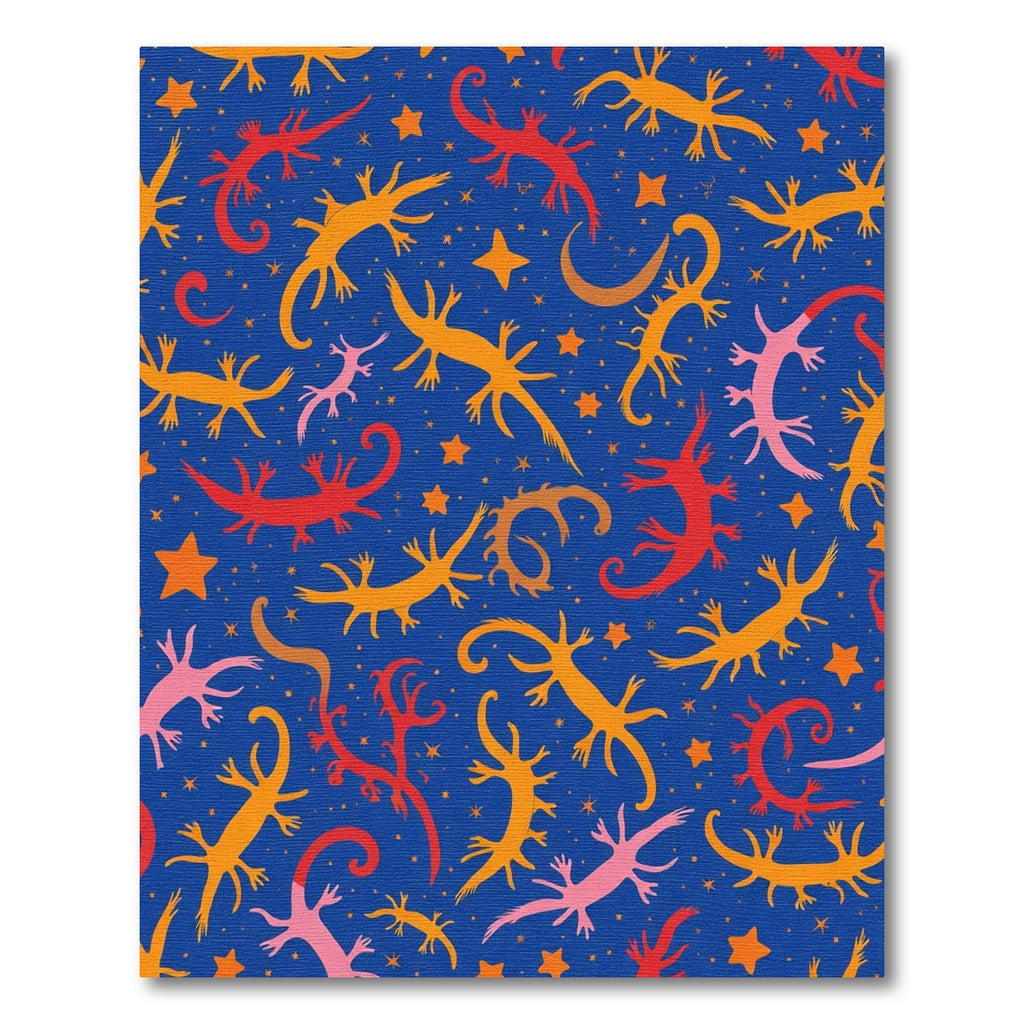 Whimsical Crimson Gold Lizard Galaxy Rug