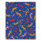 Whimsical Crimson Gold Lizard Galaxy Rug