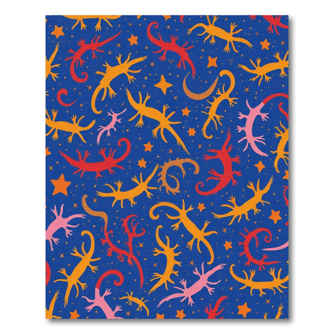 Whimsical Crimson Gold Lizard Galaxy Rug