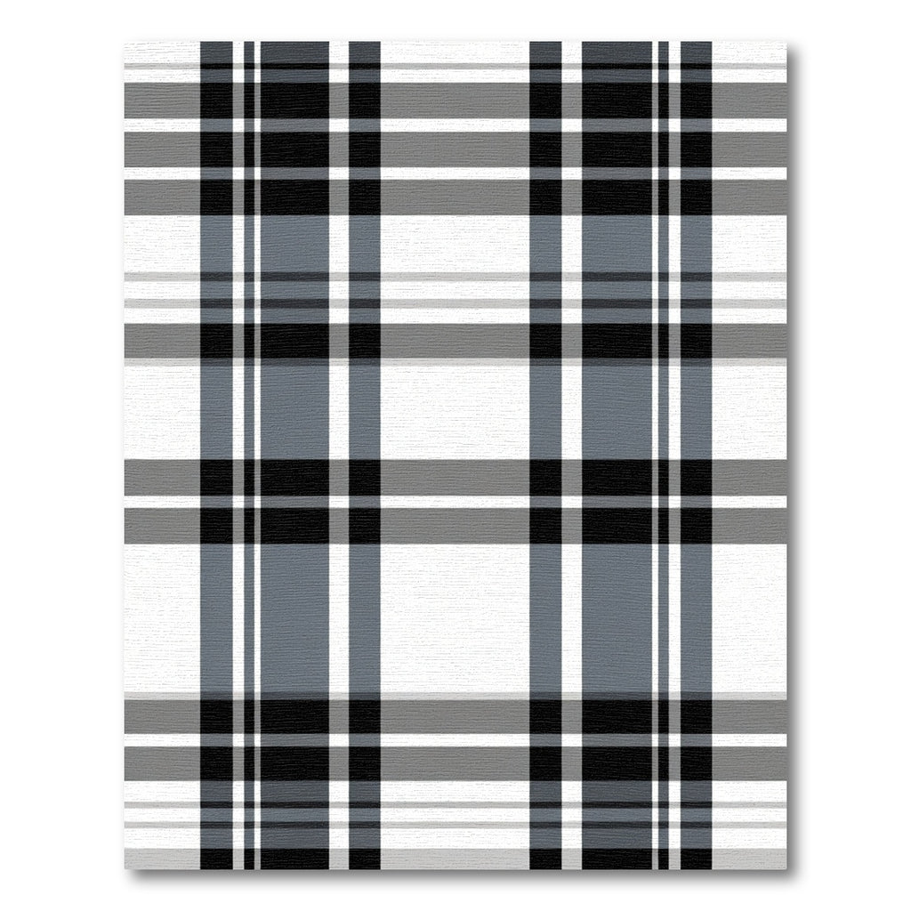Classic Black Gray Windowpane Plaid Rug