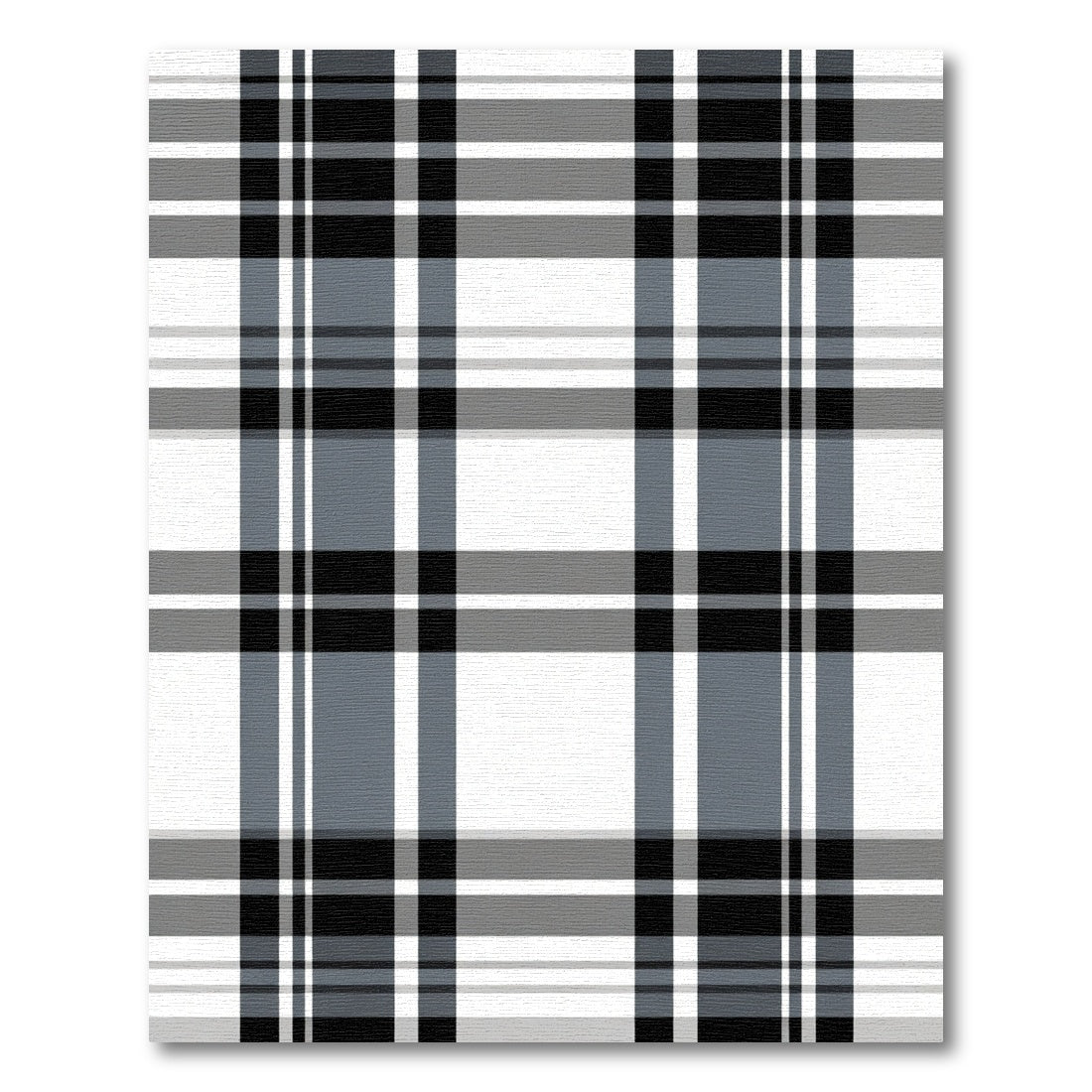 Classic Black Gray Windowpane Plaid Rug