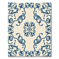 Navy Blue Floral Swirl Medallion Rug