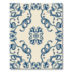 Navy Blue Floral Swirl Medallion Rug
