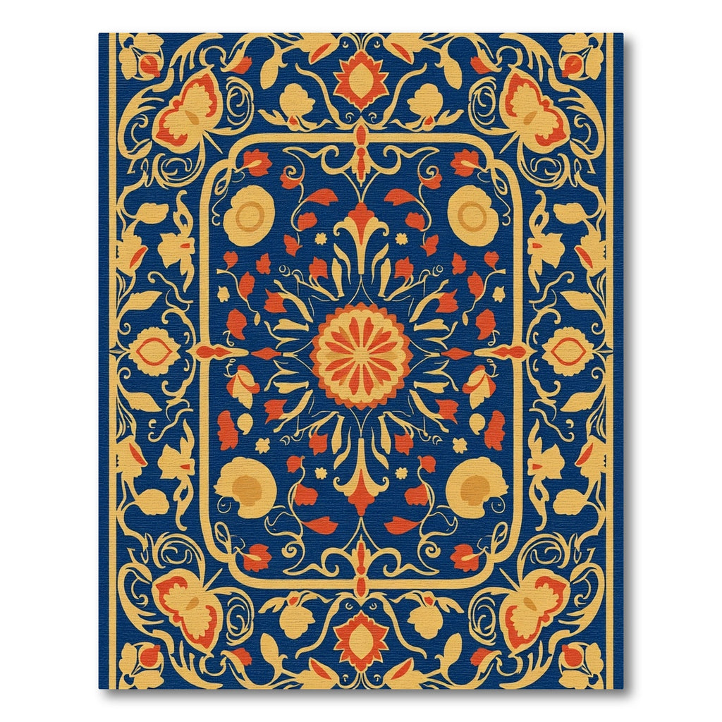 Rich Sapphire Floral Medallion Rug