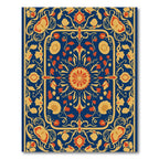 Rich Sapphire Floral Medallion Rug