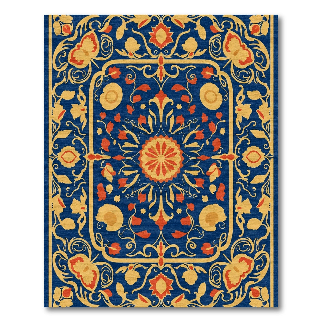 Rich Sapphire Floral Medallion Rug