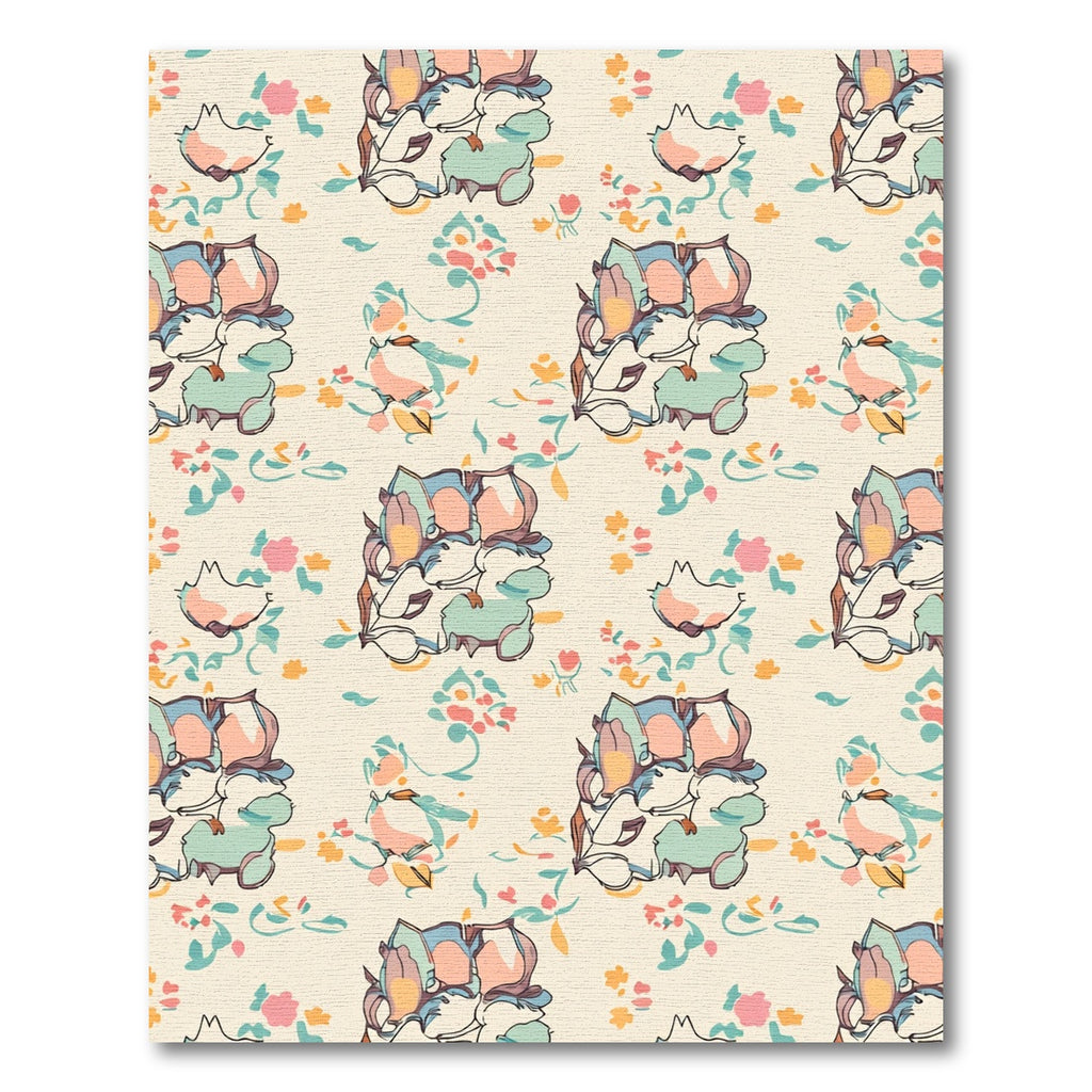 Pastel Floral Block Abstract Rug