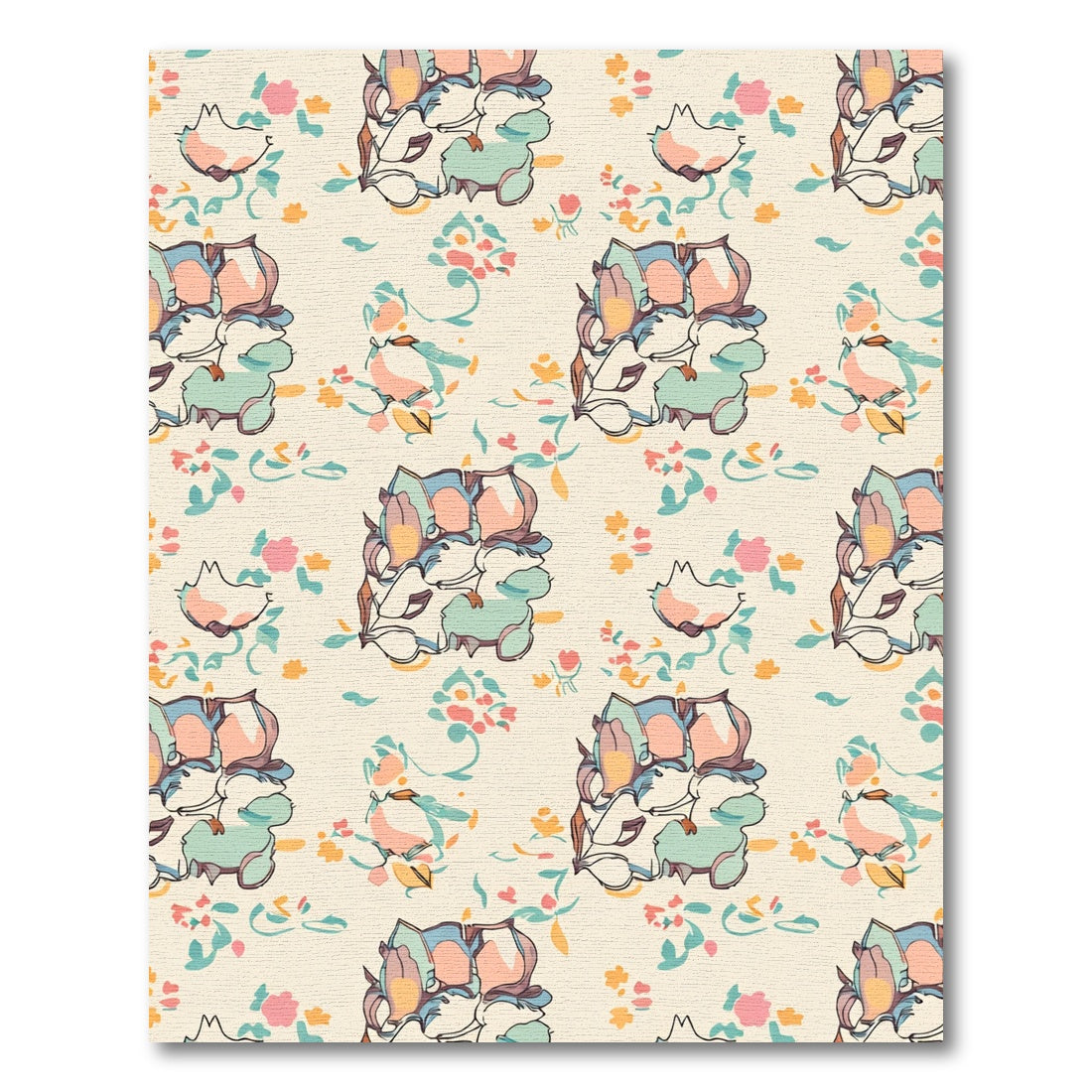 Pastel Floral Block Abstract Rug