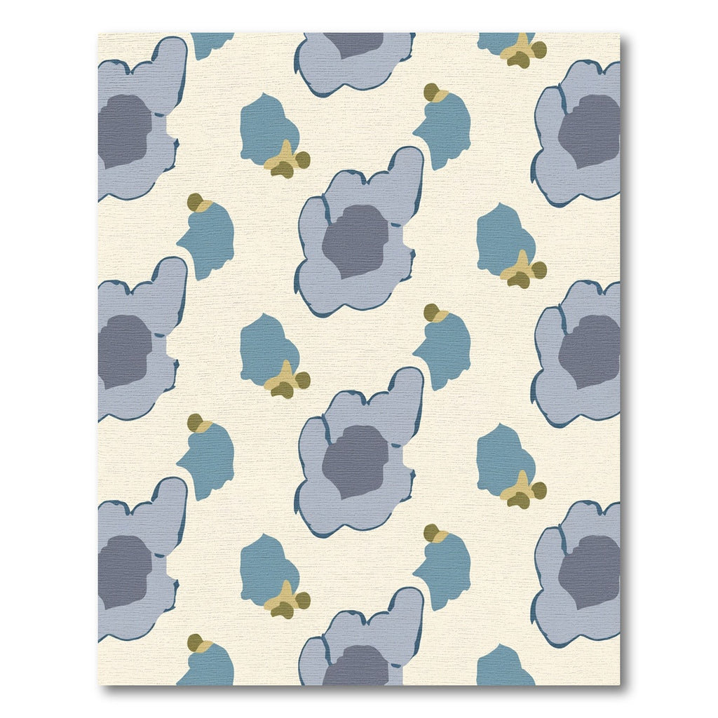 Soft Blue Abstract Floral Arrangement Rug