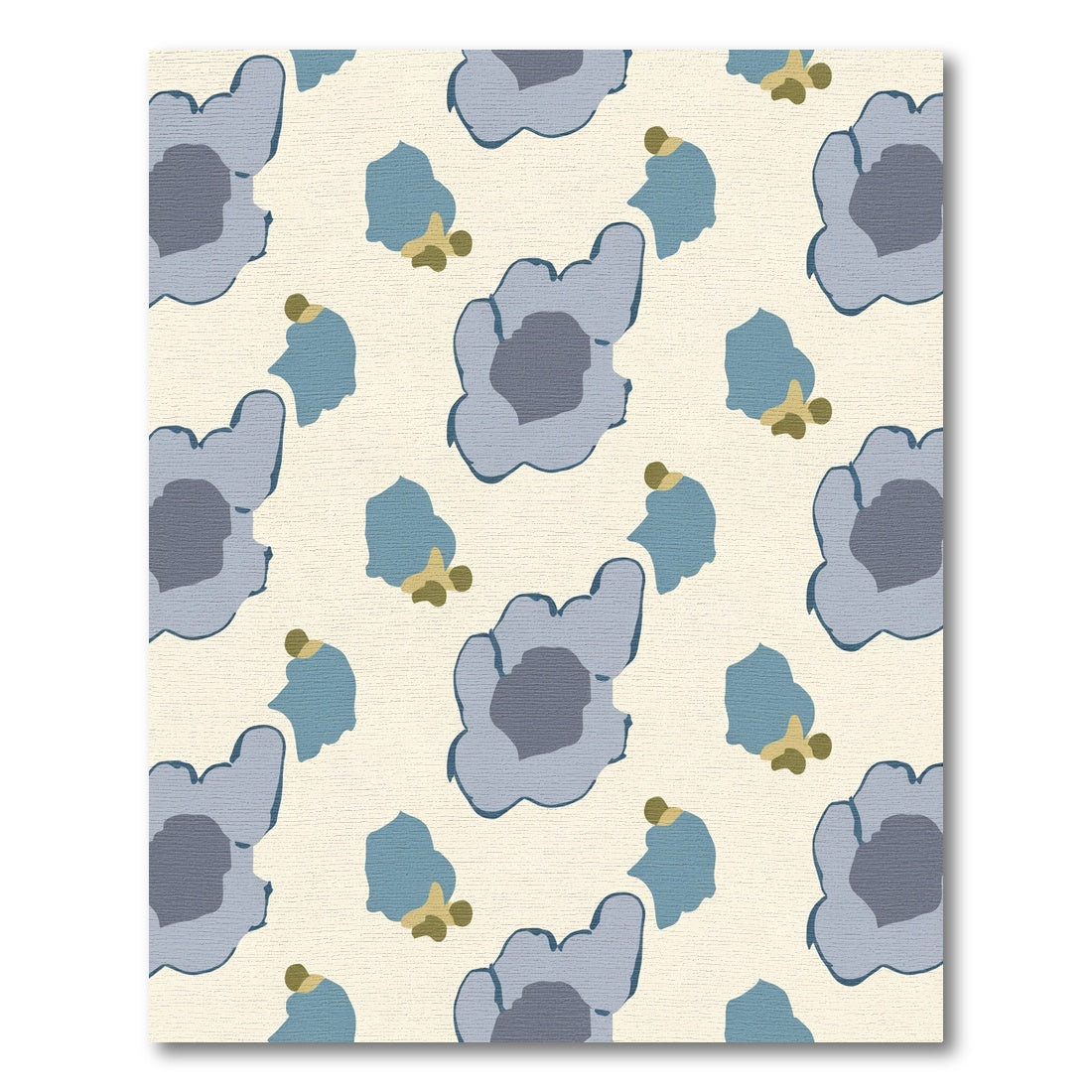 Soft Blue Abstract Floral Arrangement Rug
