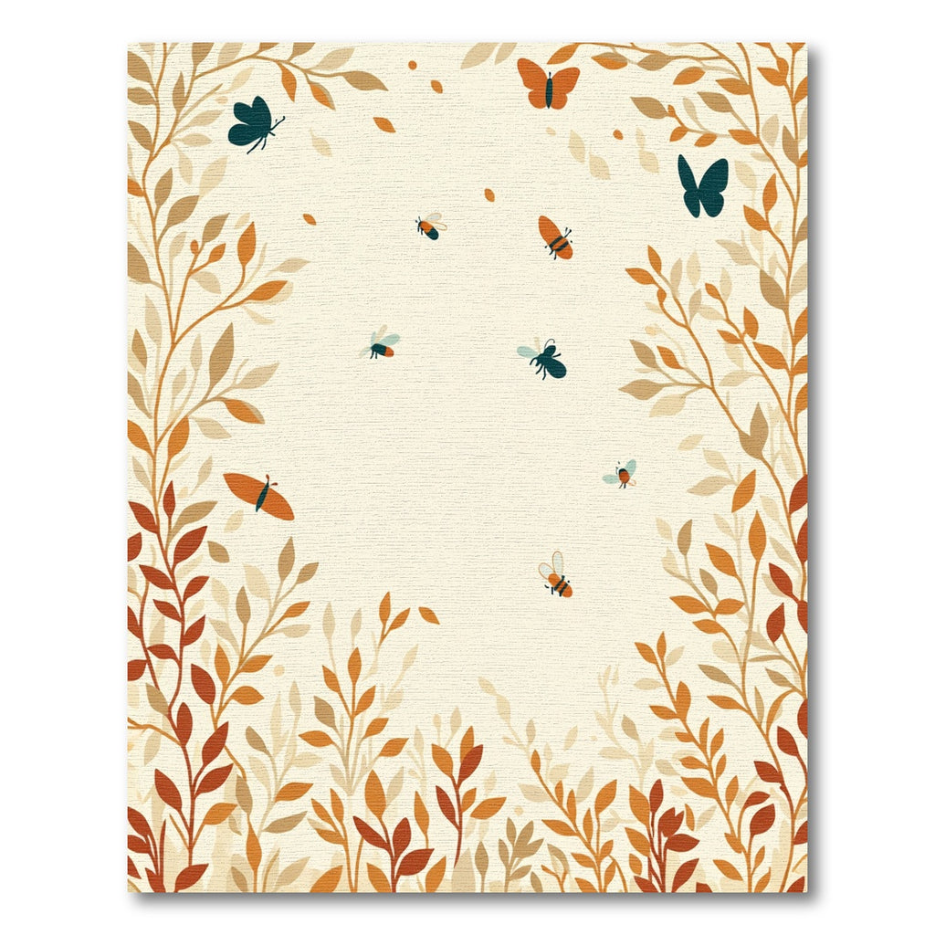 Autumn Butterflies And Bees Border Rug