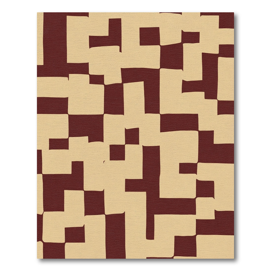 Red Tan Geometric Maze Rug