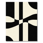 Modern Cream Black Interlocking Waves Rug
