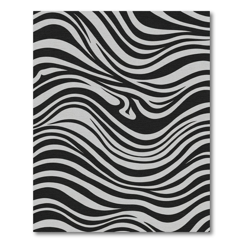 Abstract Black White Zebra Waves Rug